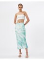 Koton Satin Midi Skirt with slits and Tie-Dye Patterned A-Line Viscose.