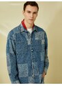 Koton Checkered Denim Jacket With Pocket Detailed Buttons Color Block