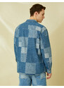 Koton Checkered Denim Jacket With Pocket Detailed Buttons Color Block