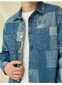 Koton Checkered Denim Jacket With Pocket Detailed Buttons Color Block