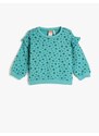 Koton Ruffled Sweatshirt With Floral Long Sleeve Crew Neck Cotton