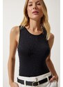 Happiness İstanbul Women's Black Sleeveless Snap-On Knitted Blouse