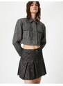 Koton Pleated Mini Skirt A-Line Belt Detailed Zippered