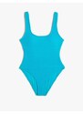 Koton Textured Swimsuit with U Collar Strap