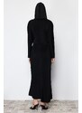 Trendyol Black Double Breasted Neck Hooded Elegant Knitted Dress