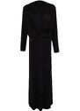 Trendyol Black Double Breasted Neck Hooded Elegant Knitted Dress