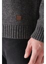 Avva Men's Anthracite Full Turtleneck Raglan Sleeves Pocket Detailed Comfort Fit Comfortable Cut Woolen Sweater