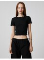 Koton Crop T-Shirt Short Sleeve Crew Neck Ruffle Detail