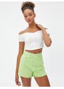 Koton Crop T-Shirt Off-Shoulder Corset Detailed Sweetheart Neck.