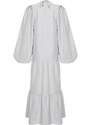 Trendyol Stone Balloon Sleeve Layered Cotton Woven Dress