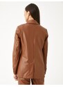 Koton Faux Leather Blazer Jacket with Pocket Detail.