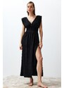 Trendyol Black Maxi Woven Slit Beach Dress