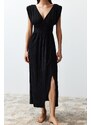 Trendyol Black Maxi Woven Slit Beach Dress