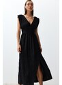 Trendyol Black Maxi Woven Slit Beach Dress