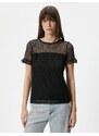 Koton Lace T-Shirt Short Sleeve Crew Neck