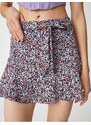 Koton Floral Shorts Skirt with Mini Belt Ruffled Waist.