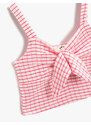 Koton Sweetheart Collar With Bow, Crop Athlete Plaid