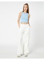 Koton Crop Corduroy Athlete Halterneck Piping Detailed