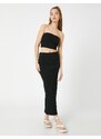 Koton Strapless Bustier Crop Ribbed Viscose Blended