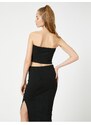 Koton Strapless Bustier Crop Ribbed Viscose Blended