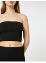 Koton Strapless Bustier Crop Ribbed Viscose Blended