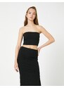 Koton Strapless Bustier Crop Ribbed Viscose Blended