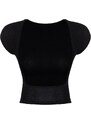 Trendyol Black Crop Unlined Shiny Blouse