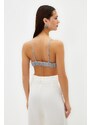 Trendyol Gray Crop Woven Shiny Stone Bustier