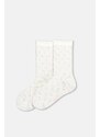 Dagi Ecru-Pink Girl's 2-Piece Heart Patterned Socks