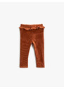 Koton Corduroy Tights with Frill Detailed Elastic Waist.