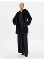 Koton Plush Long Coat Zippered Hooded Pocket Detailed