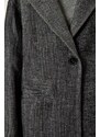 Happiness İstanbul Gray Premium Herringbone Oversize Blazer Jacket