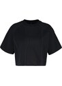 Trendyol Black 100% Cotton Cut Detailed Relaxed Crop Knitted T-Shirt