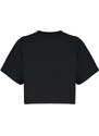 Trendyol Black 100% Cotton Cut Detailed Relaxed Crop Knitted T-Shirt