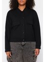 Trendyol Curve Black Waistband Buttoned High Neck Knitted Jacket