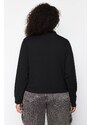 Trendyol Curve Black Waistband Buttoned High Neck Knitted Jacket