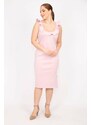 Şans Women's Pink Plus Size Dress with Ruffles and Hidden Zipper in the Back