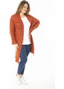 Şans Women's Large Size Orange Thick Knitwear Cardigan