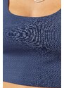 Trendyol Indigo Premium Textured Zero Sleeve Square Neck Crop Knitted Blouse