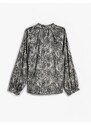 Koton Long Sleeve Blouse Snakeskin Pattern Window Detail