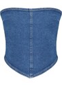 Trendyol Blue Asymmetrical Strapless Denim Bustier