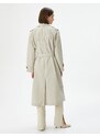 Koton Trench Coat Midi Length Double Breasted Collar Buttoned Pocket Belted