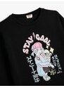 Koton Anime Printed Sweatshirt Crew Neck Raised