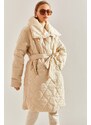 Bianco Lucci Women's Metal Button Quilted Oversize Down Coat