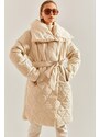 Bianco Lucci Women's Metal Button Quilted Oversize Down Coat