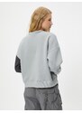 Koton College Sweatshirt Printed Patchwork Detail Long Sleeve Crew Neck Cotton