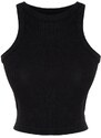 Trendyol Black Antique/Pale Effect Crop Fitted Barbell Collar Cotton Flexible Knitted Tank Top