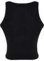 Trendyol Black Antique/Pale Effect Crop Fitted Barbell Collar Cotton Flexible Knitted Tank Top