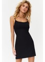 Trendyol Black Straight Cut Strappy Mini Woven Dress