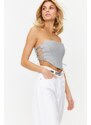 Trendyol Gray Crop Lined Woven Tie Bustier